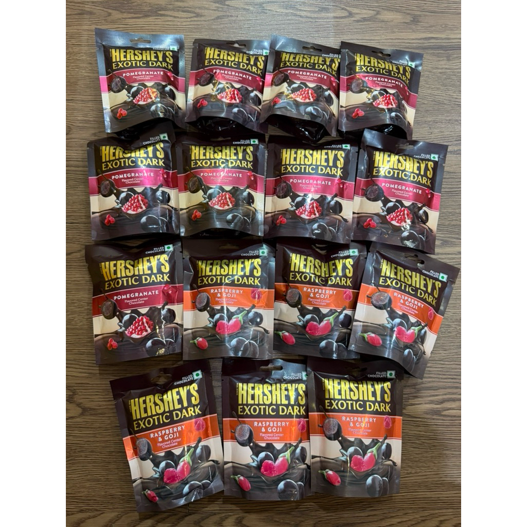 

Hershey's Exotic Dark Pomegranate Flavored Center Chocolate Original / Hershey's Exotic Dark Raspberry & Goji Original Singapore