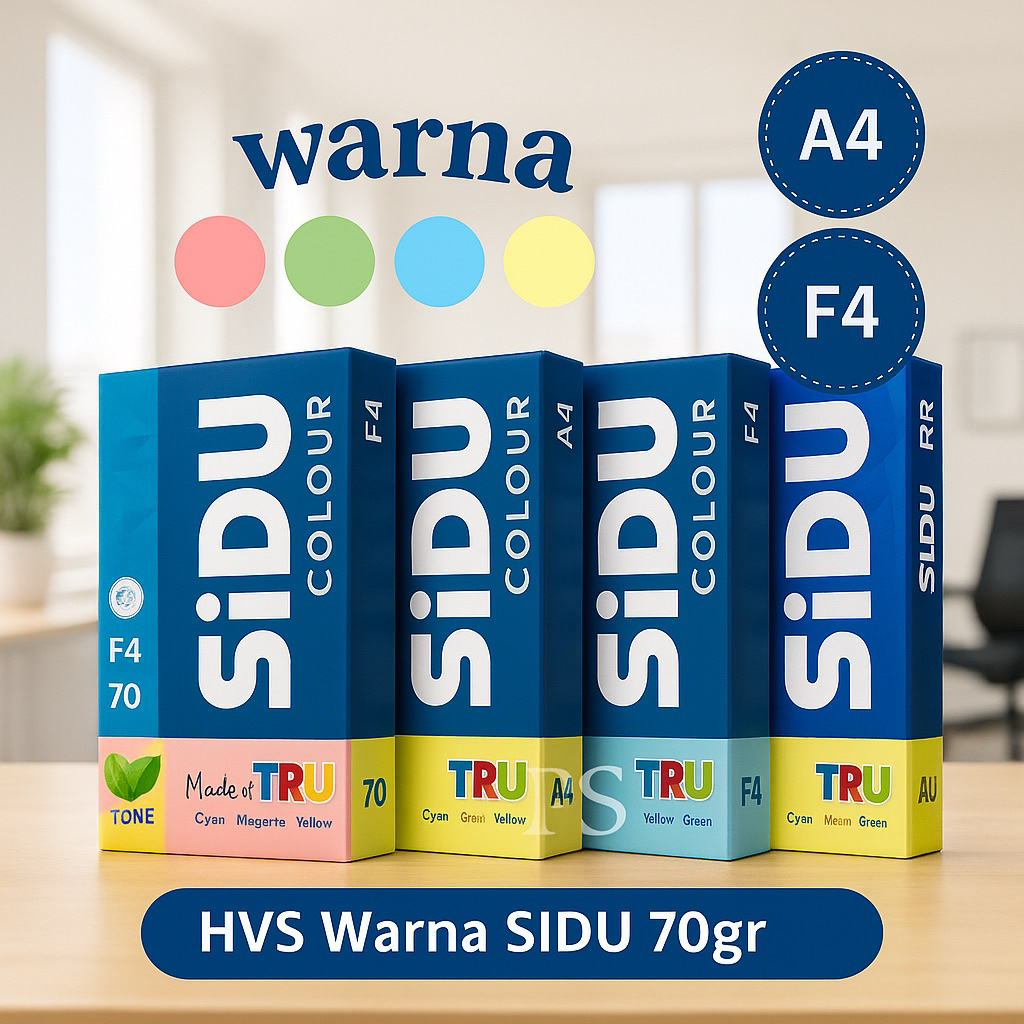 

Kertas HVS Warna SIDU 70gr A4 & F4 - Isi 500 Lembar