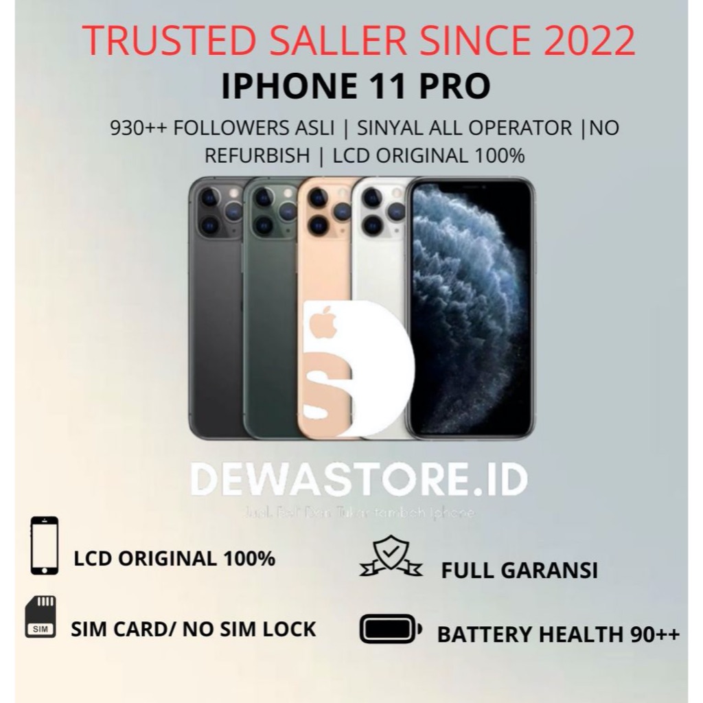 iPhone 11PRO/PROMAX64 GB / 256GB GB SECOND ORIGINAL FULLSET PERFECT CONDITION MULUS NORMAL LIKE NEWS
