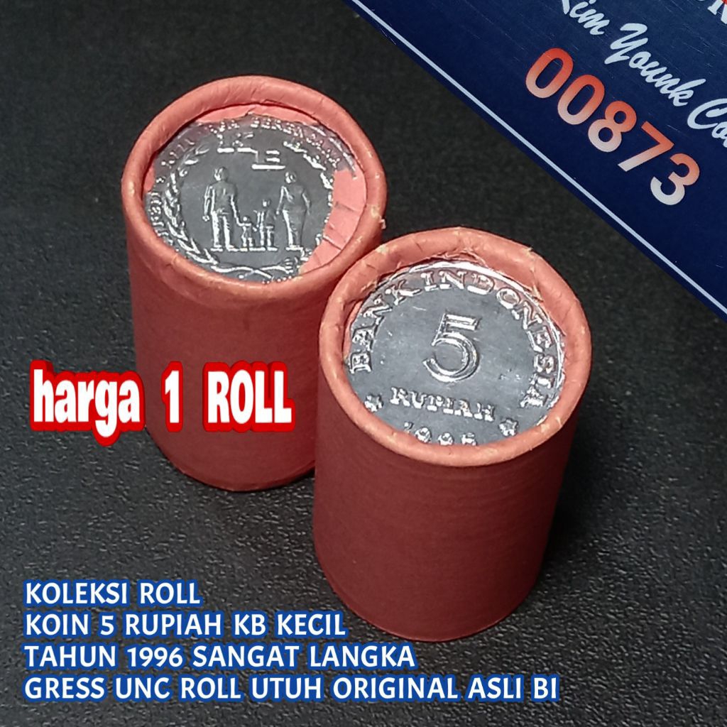 UKI0096Coin Koleksi Roll 5 Rupiah KB Kecil Thn 1996 Langka Top Gress Baru Lustre Original BI