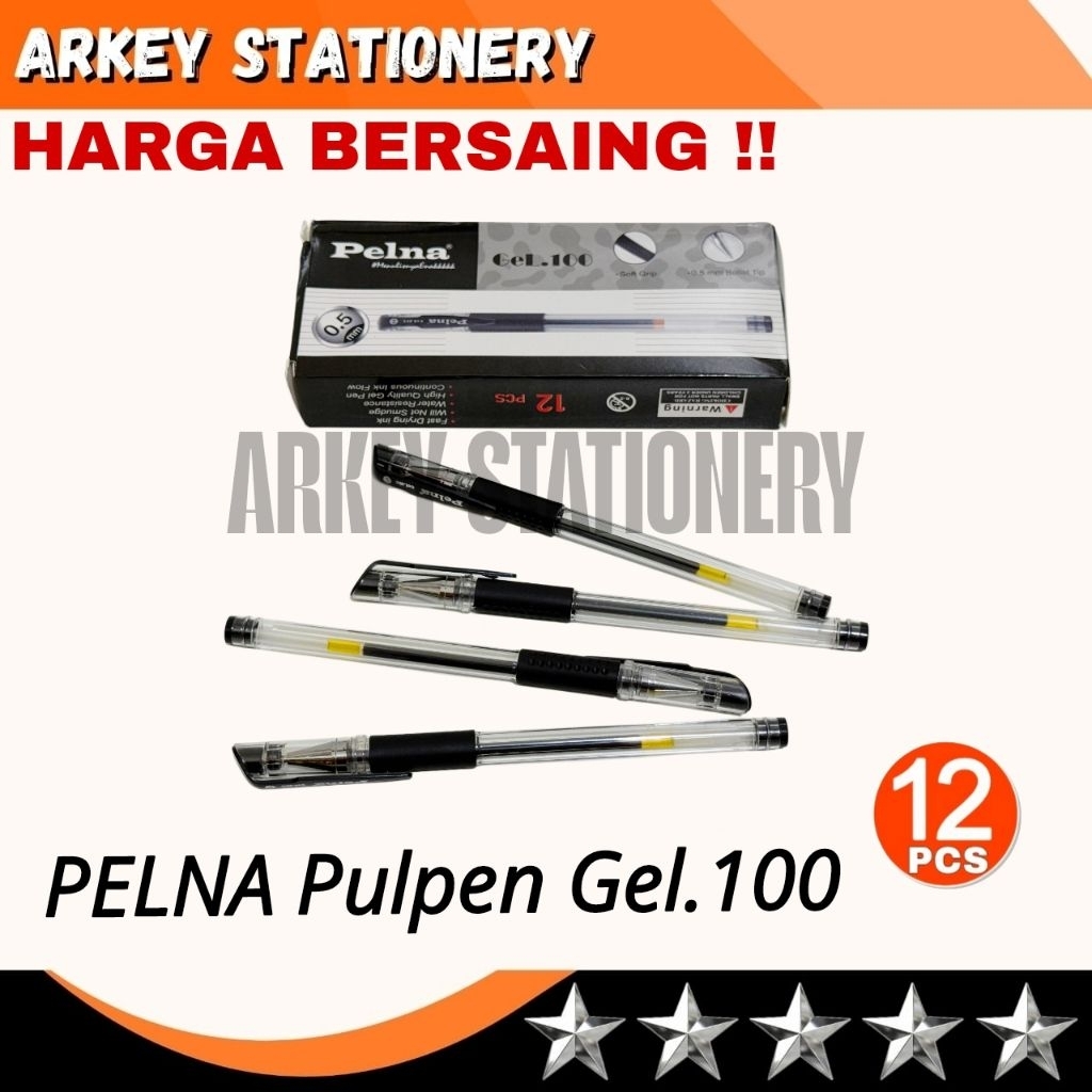 

PELNA Pulpen Gel 100 Hitam / Pulpen Pelna Gel.100 0.5 mm
