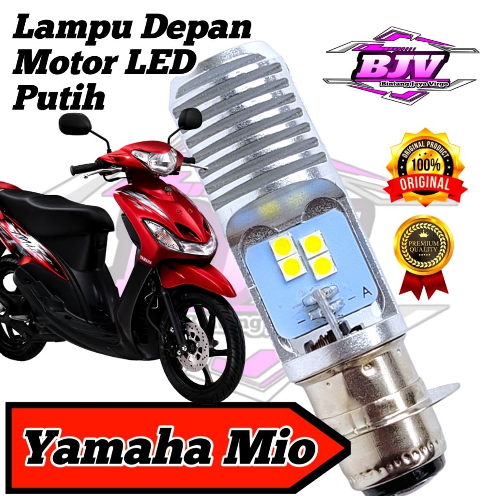 Lampu Depan Motor Yamaha Mio Sporty LED Putih Ac/Dc 12Volt Pengganti Dop/Bohlam Standart T19