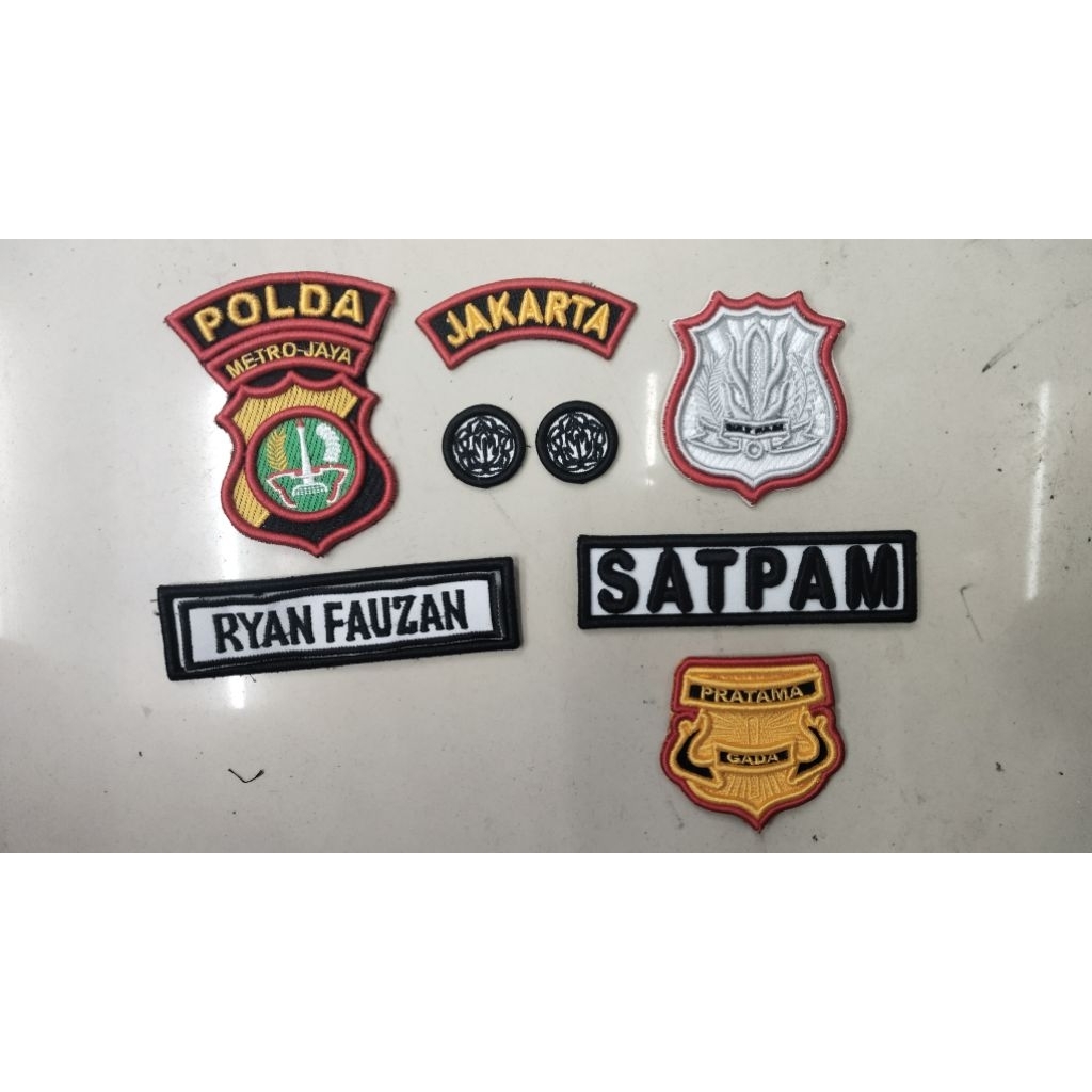 BORDIR NAMA TIMBUL SATPAM SECURITY.. BORDIR  SET NAMA SATPAM KOMPLIT