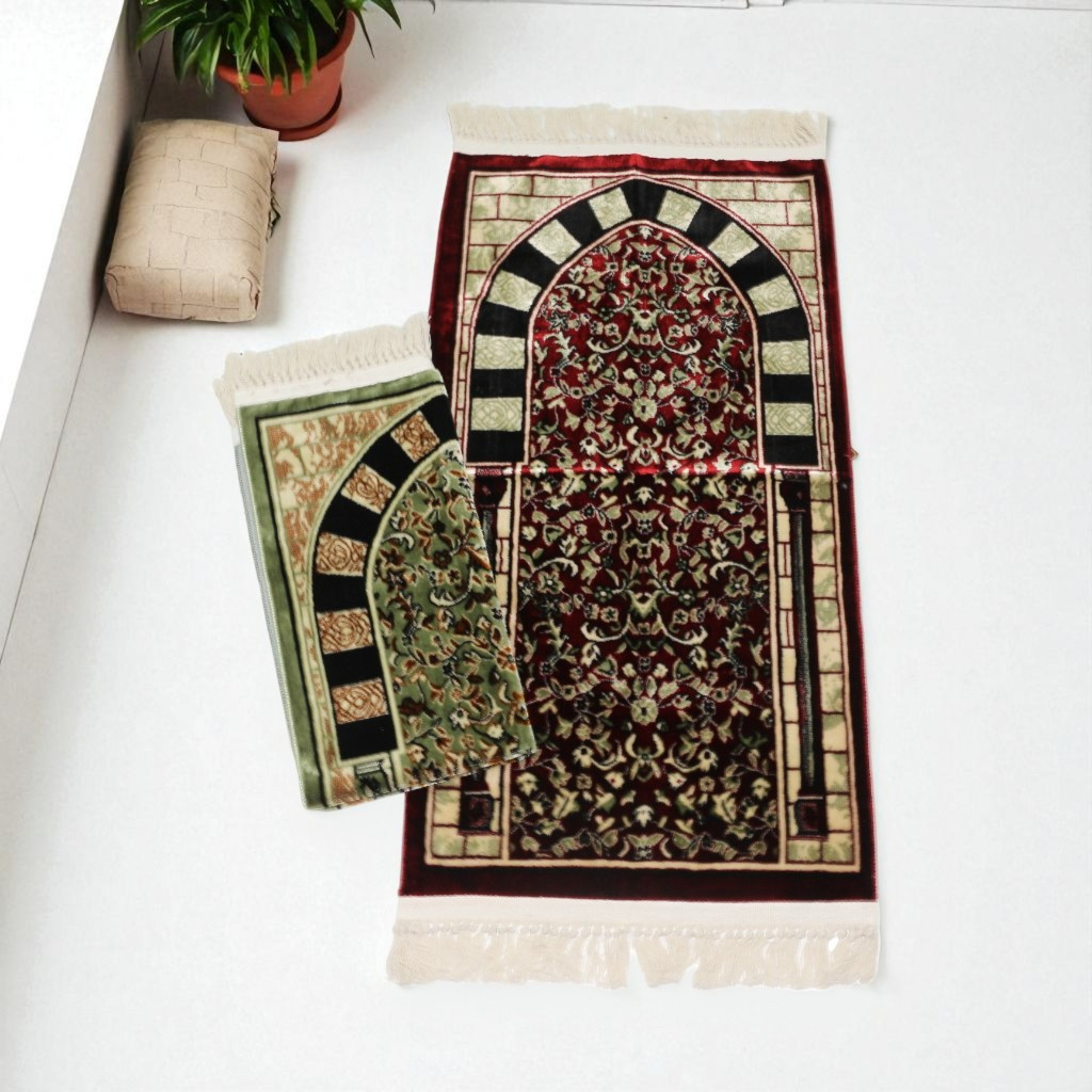 SAJADAH TURKIE BLUDRU TEBAL, MOTIF RAUWDAH SPIGEL UKURAN 55X110