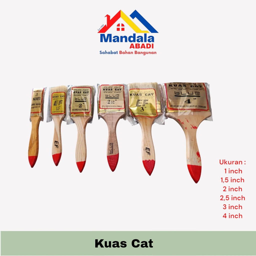 

Kuas Cat Ukuran 1/2 Inch - 1 Inch - 1 1/2 Inch China - Merk Random