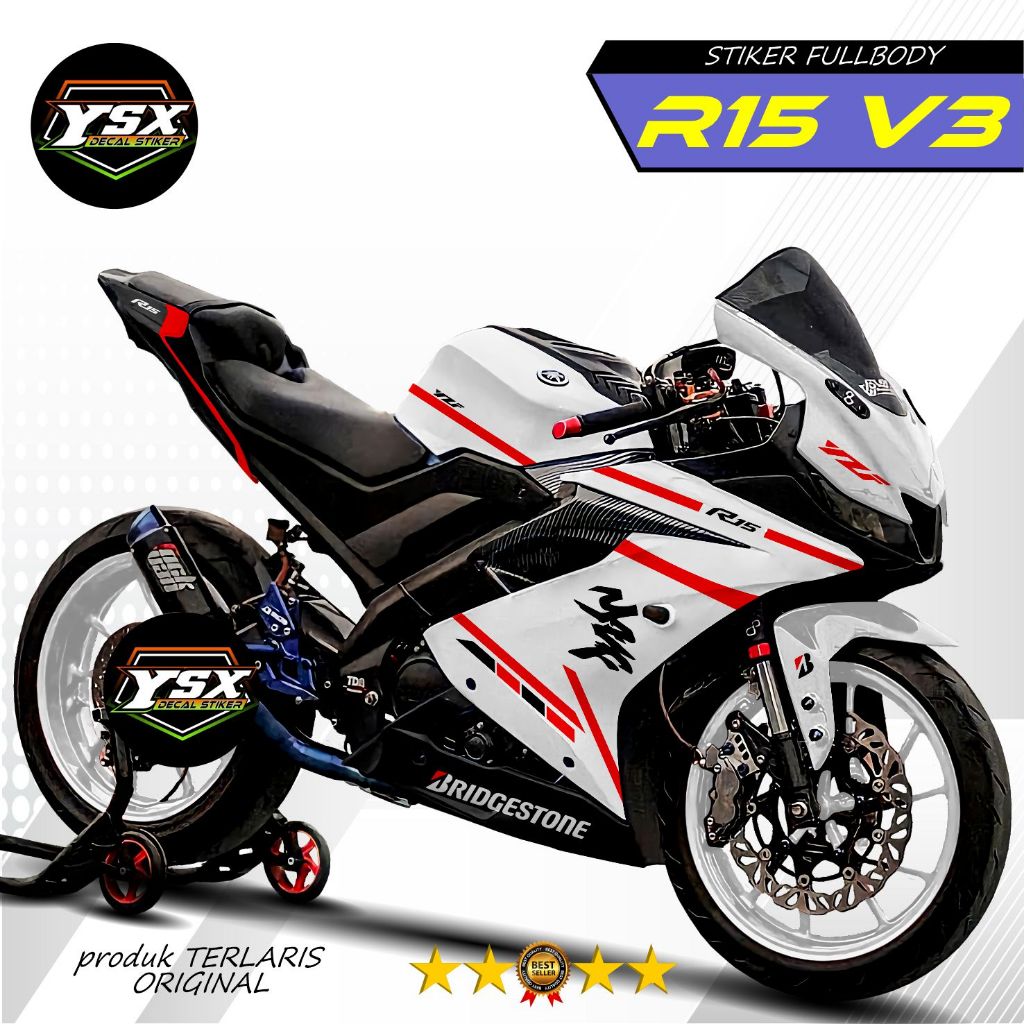 Decal R15 V3 Stiker Fullbody Racing Yzf Putih