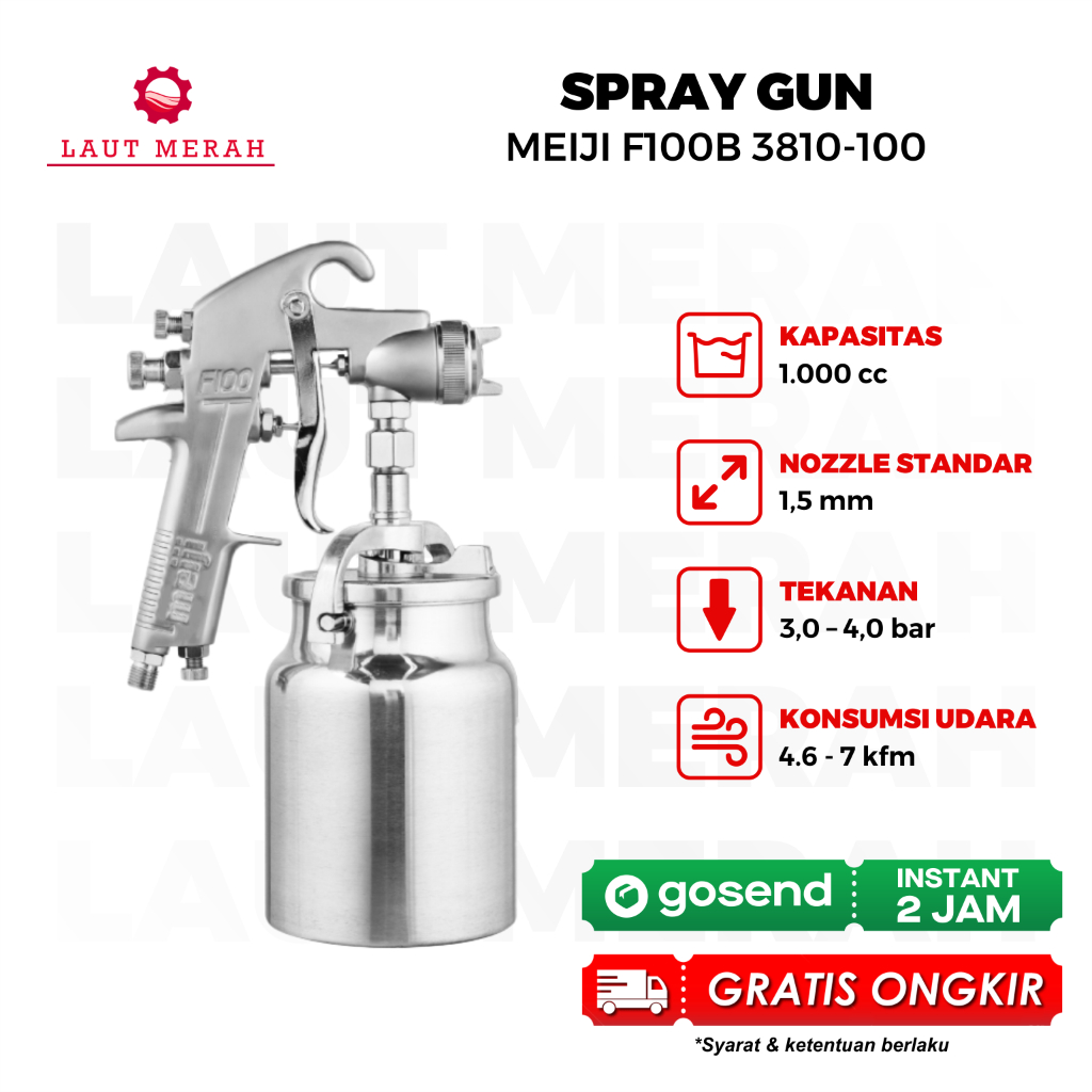 SPRAY GUN MEIJI F100 TABUNG BAWAH 1000ML SPET SEMPROTAN CAT KOMPRESOR ANGIN