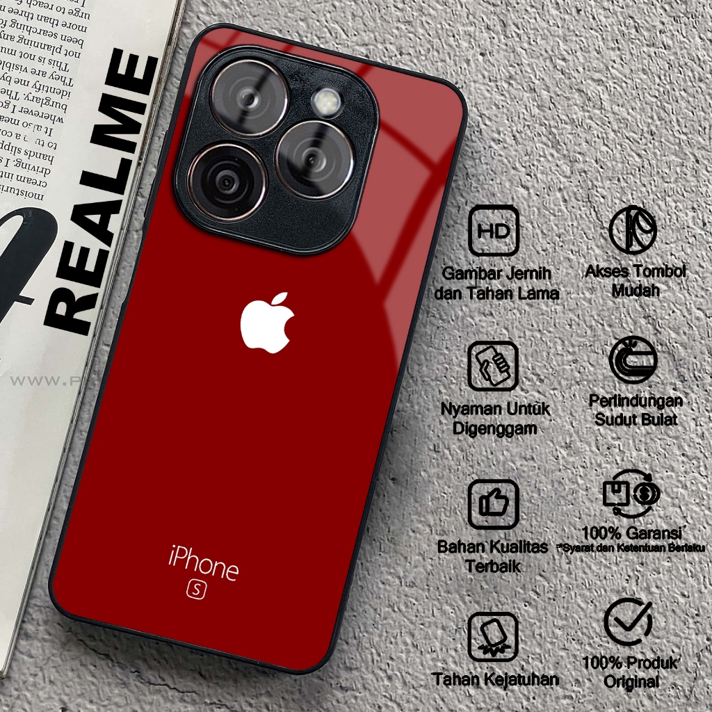 Case REALME C51Y C21Y C15 C12 C33 C35 C20 C40 C67 C25 C25S NARZO 30A 20 Glossy Motif LOGO IPHONE APP