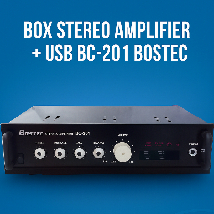 Box Stereo Amplifier + USB BOSTEC BC-201 – Suara Jernih & Fitur Lengkap
