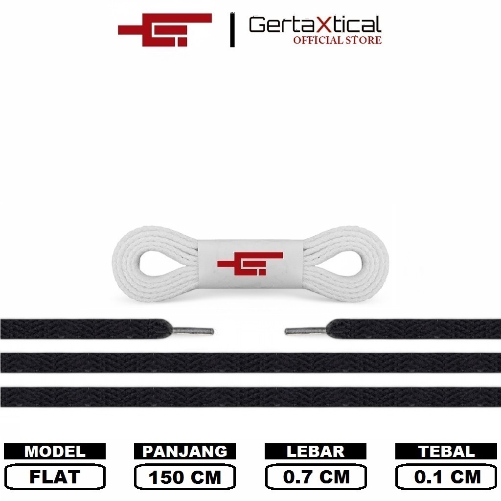 Gertaxtical - Tali Sepatu Panjang Mulai dari 70 cm, 110 cm dan 150 cm Universal Shoelace 1 Ply
