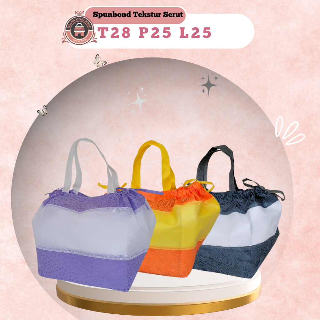 

Tas Kain Hajatan Tas Kain Syukuran Nasi Box Bahan Spunbond Semilipat Pita Samping Uk. 28X25X25 | Box Nasi 24x24