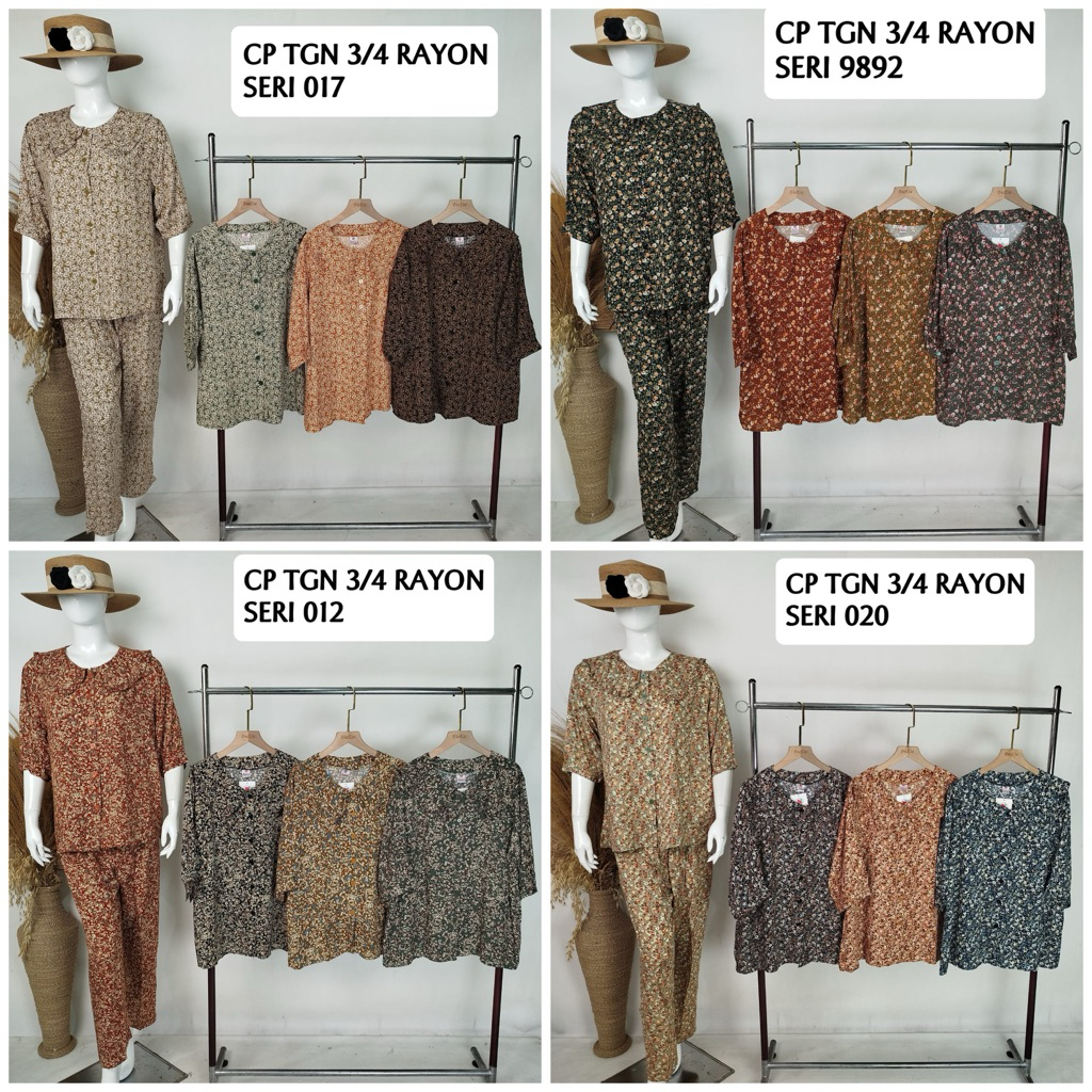 (101879) SIE LIE CP Rayon Lengan 3/4 Standar/  baju tidur cantik adem/baju tidur rayon