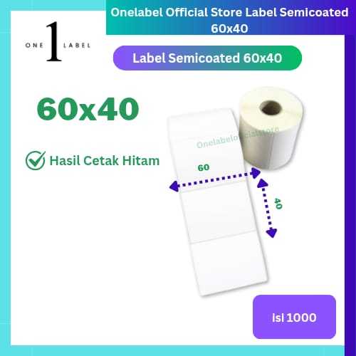 

ONELABEL Label Semicoated 60x40 Uk 60 mm x 40 mm isi 1.000 PSC