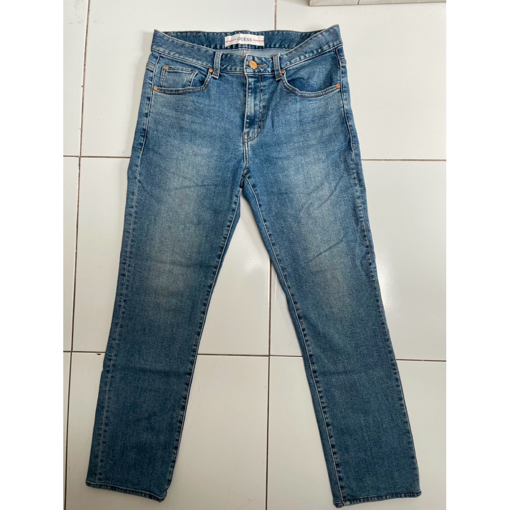 celana jeans pria second branded gues slimfit denim original
