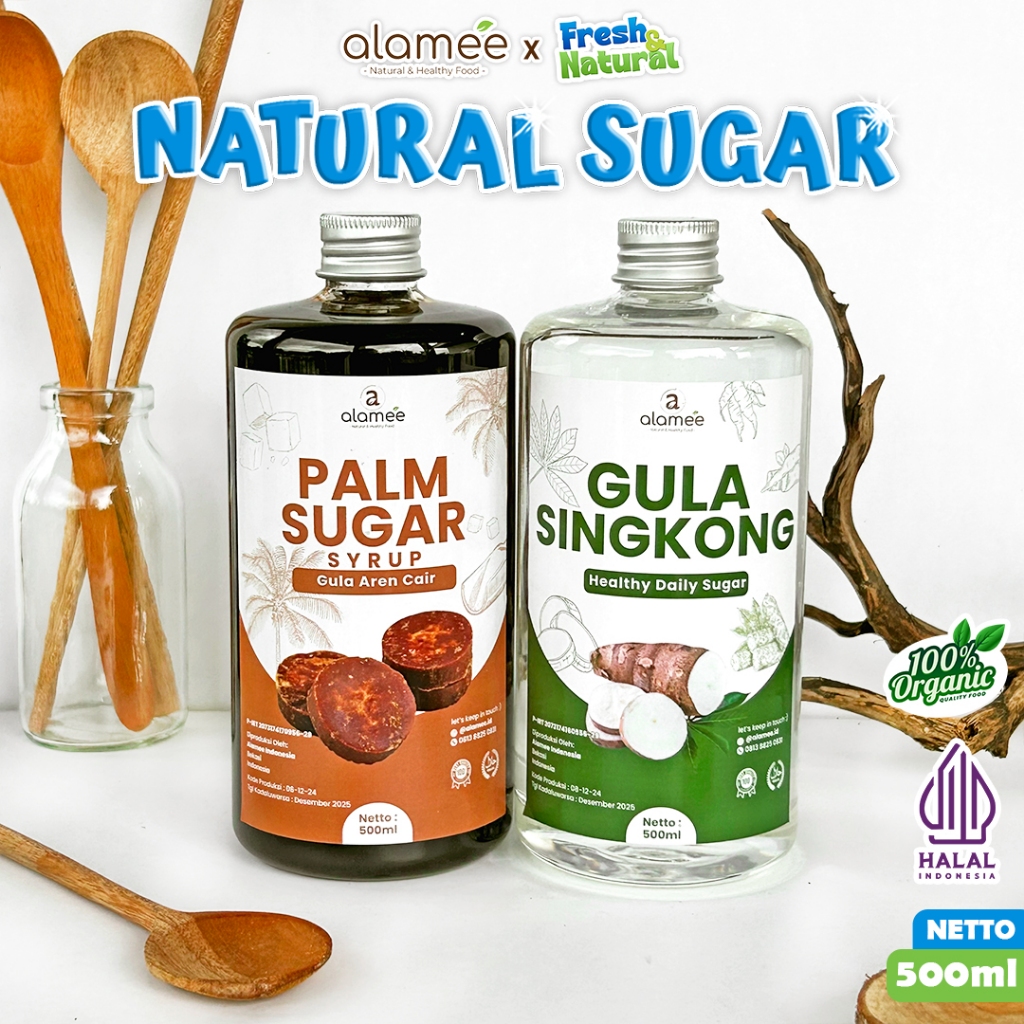 

ALAMEE Gula Aren Cair Singkong Ketela Palm Sugar Cair Organic Organik Pure Murni Sirup Pemanis 500ml fresh and natural