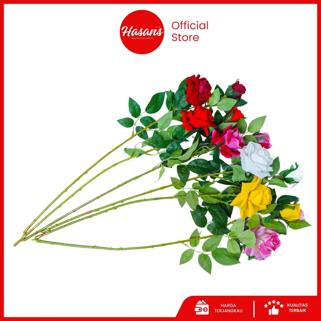 Bunga Mawar Latex Premium / Bunga Mawar Artificial / Bunga Mawar Palsu Plastik / Bunga Mawar 13