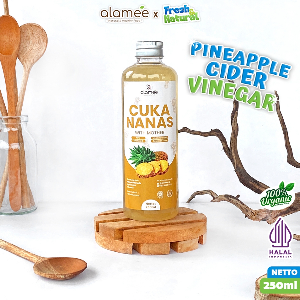 

ALAMEE Cuka Nanas Original Pineapple Cider Vinegar With Mother Organik Asli 250lm fresh and natural