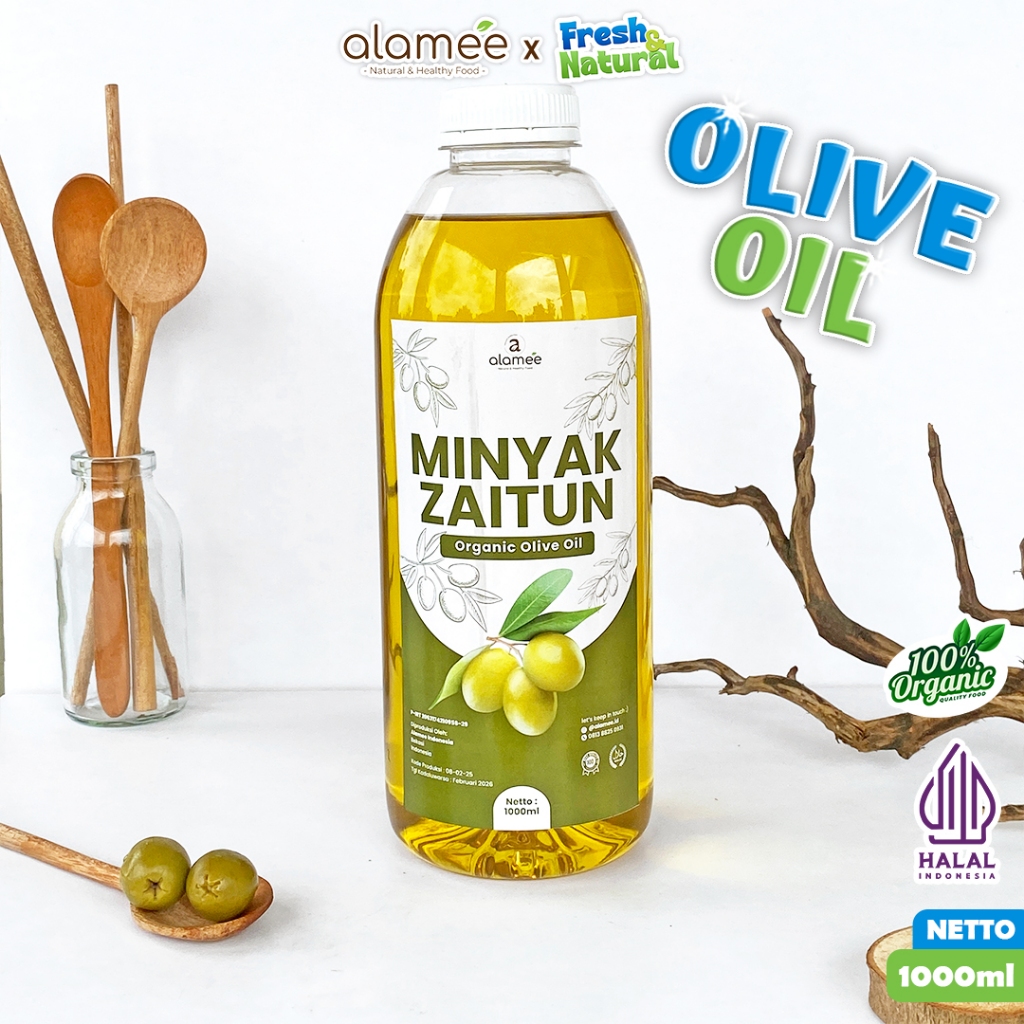 

ALAMEE Minyak Zaitun Untuk Diminum Masak Olive Oil Extra Virgin Organic Organik Murni Asli EVOO fresh and natural