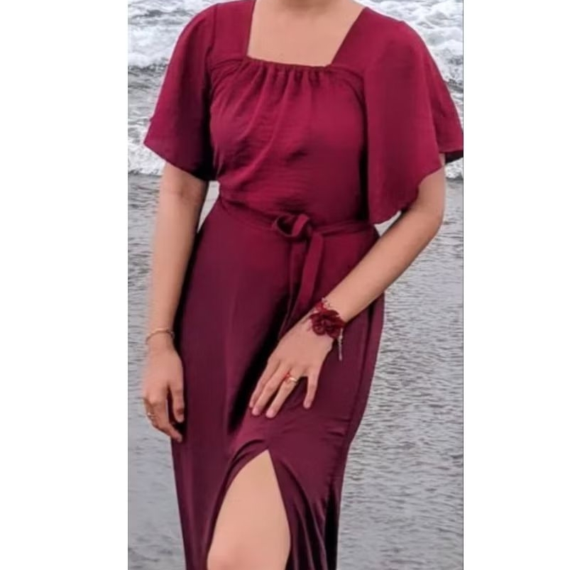 preloved dres mantai / preloved dres wanita / maroon