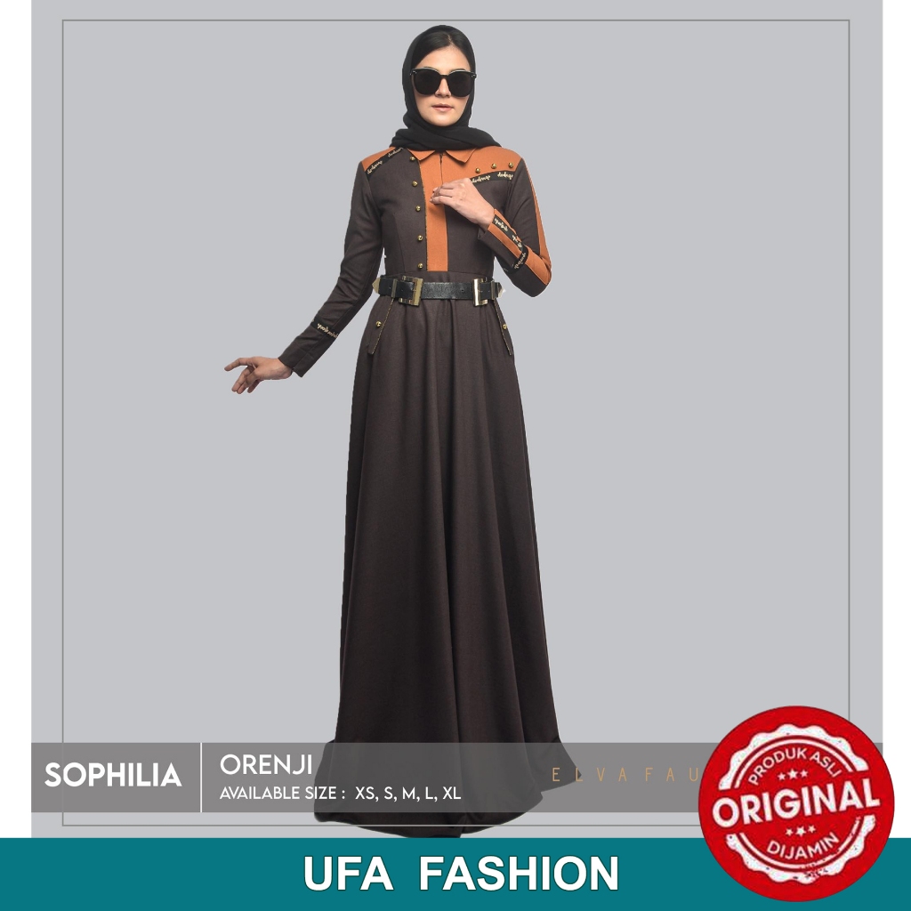 LVA DAILY Sophilia Dress Nuansa Orenji color, Dress simpel elegan kain ADEM & jatuh di badan