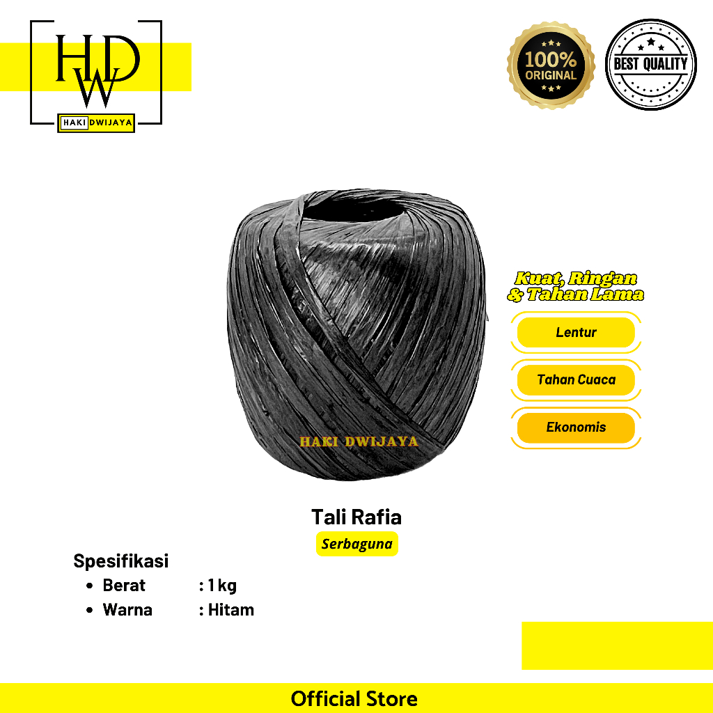 

Tali Rafia Serbaguna Kuat & Lentur Berkualitas Warna Hitam 1Kg