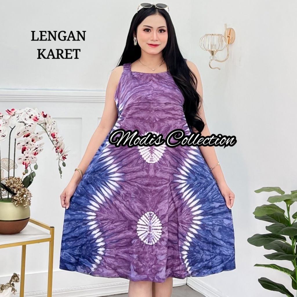 Daster Yukensi Karet Kaos Payung Jumbo Tanpa Lengan Model Kutung Lingkar Dada 130 cm Bahan Kaos Supe