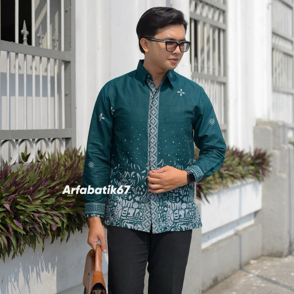 MALAYU HIJAU EMERALD -Baju batik pria-Kemeja batik lengan panjang dan pendek