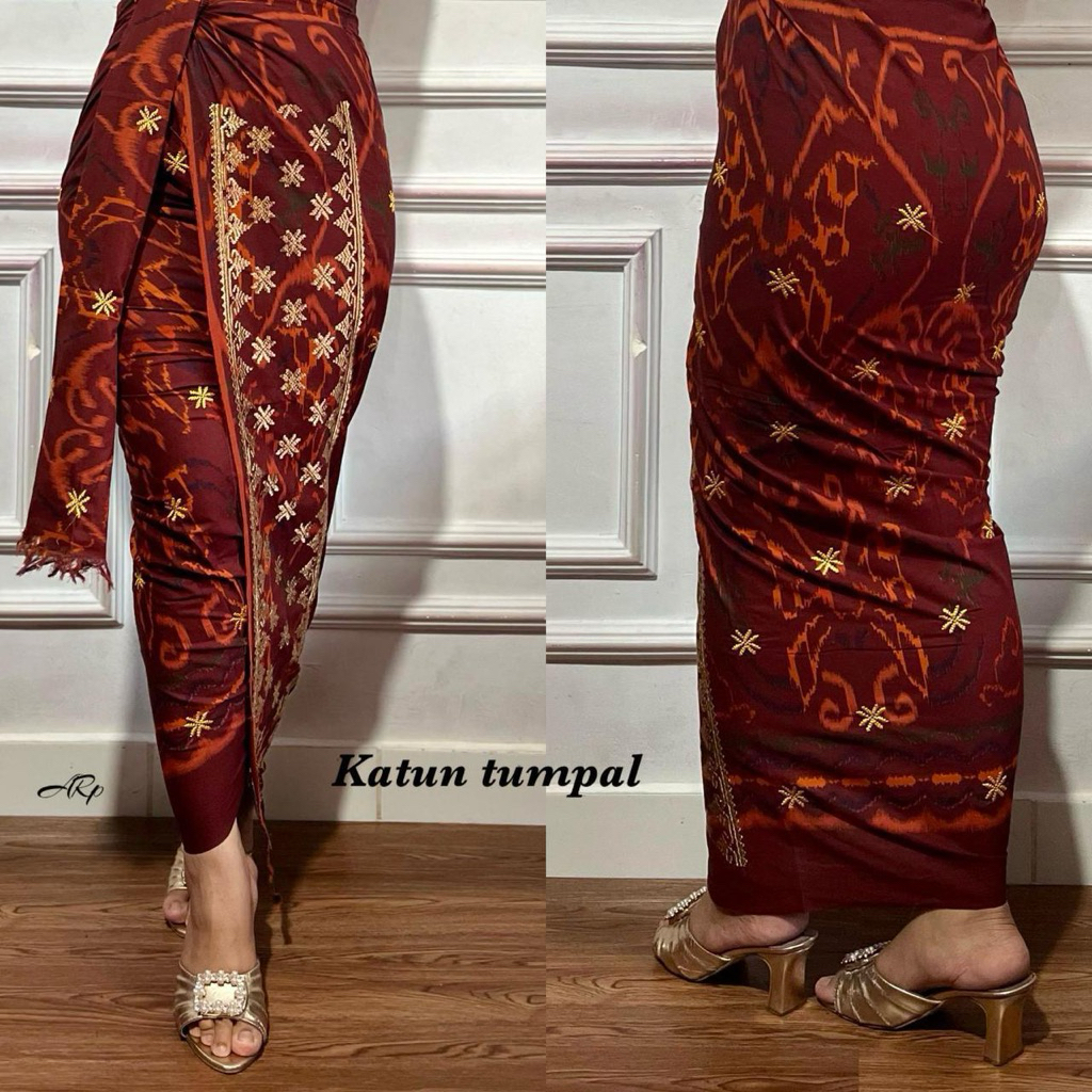 Kamen Endek Tumpal Bordir Bintang/ Kamen Katun Motif/ Kamen Bali/