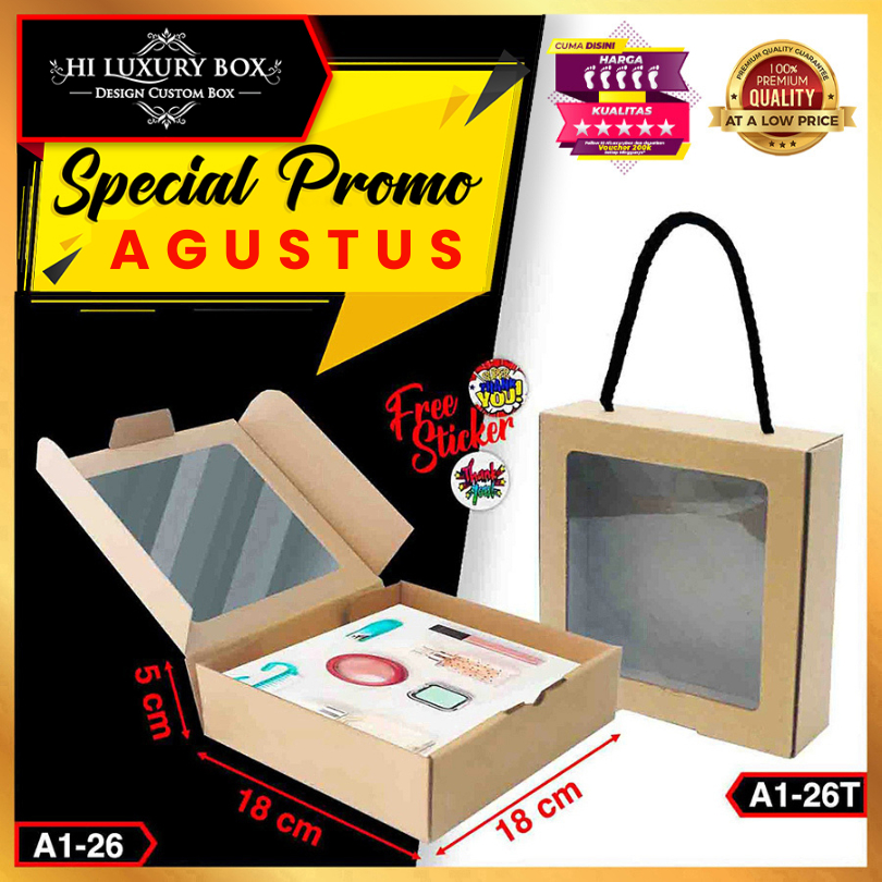 

Box Hampers Kraft - Kotak Kado - Gift Box - Dus Baju Hijab Coklat Mika Transparan - A1-26
