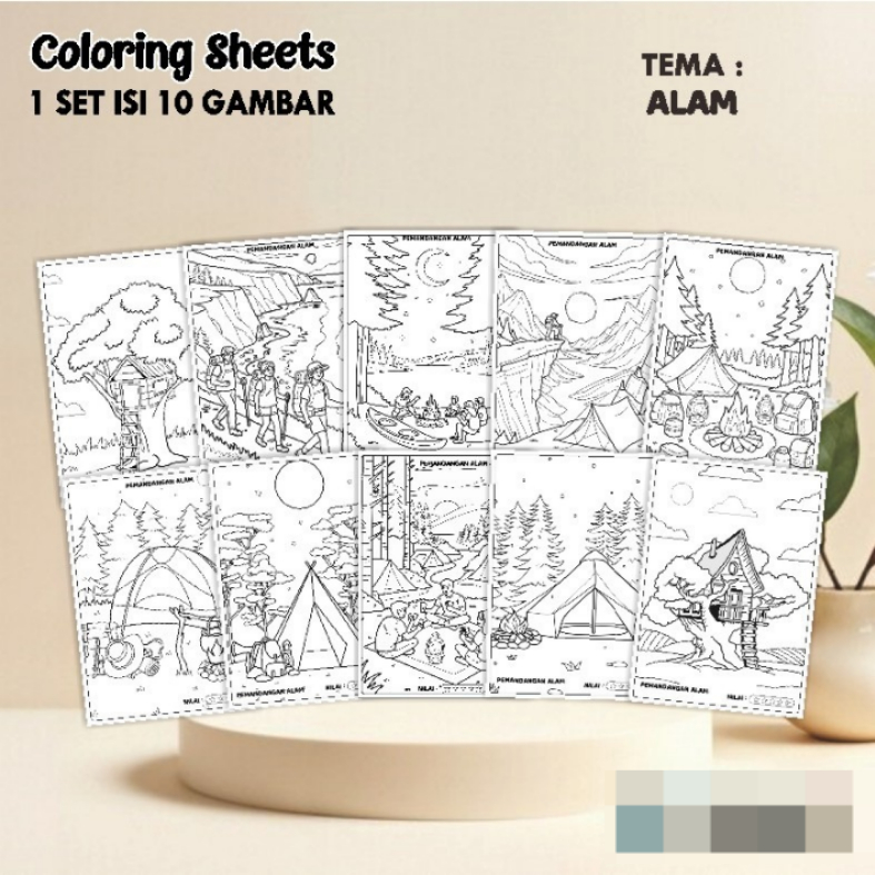 

KERTAS GAMBAR MEWARNAI TEMA ALAM A4 ISI 10 LEMBAR - COLORING SHEET FOR KIDS READY STOCK