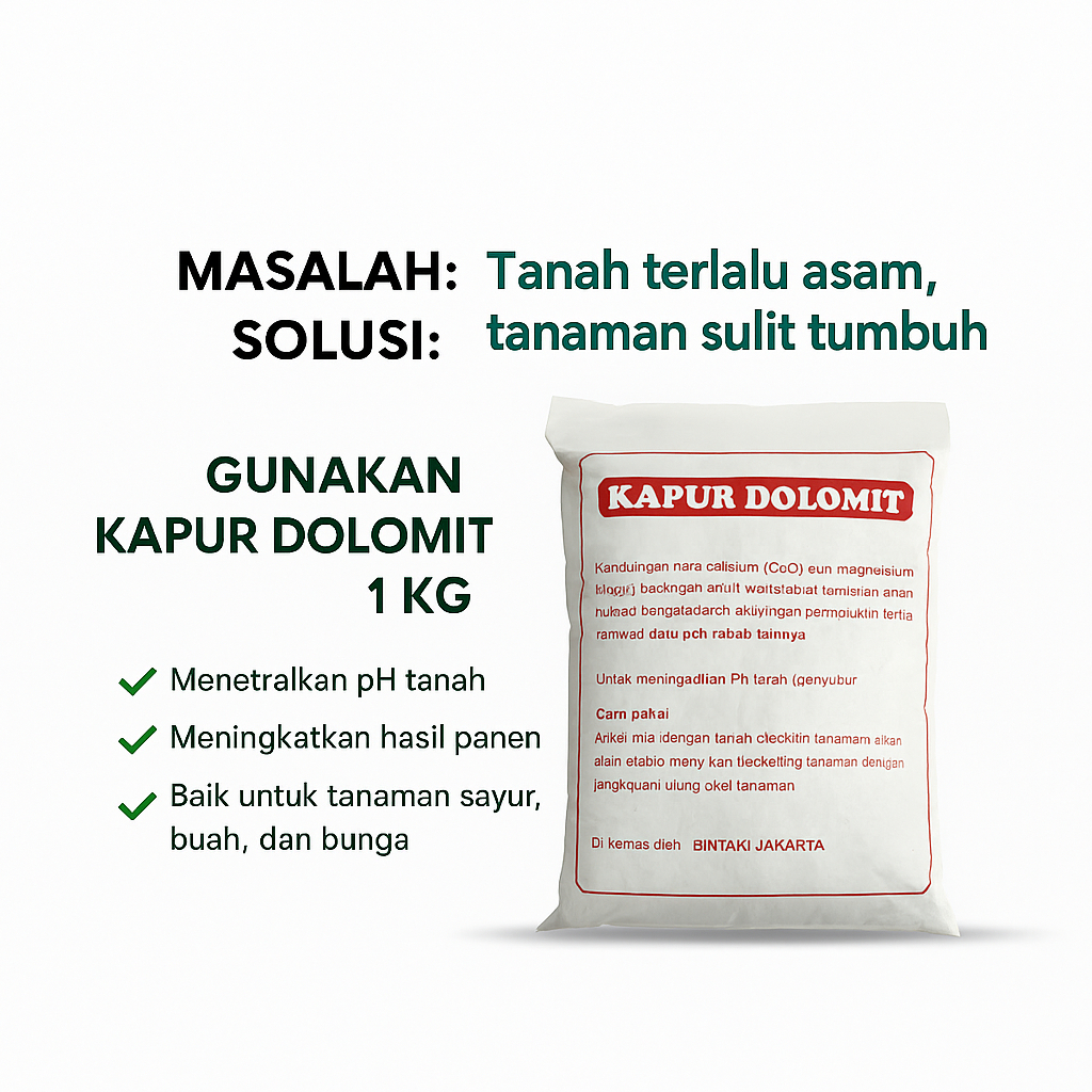 Kapur Dolomit Pertanian / Pupuk Kapur Dolomit Super 1 kg (Mengatur Keasaman Tanah )