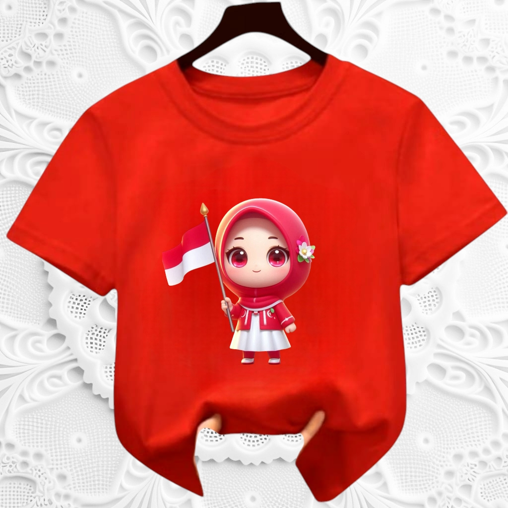 Baju 17 agustus anak perempuan / Edisi HUT RI 17 Agustus 2025 / Baju Kaos Anak Agustus Kemerdekaan /