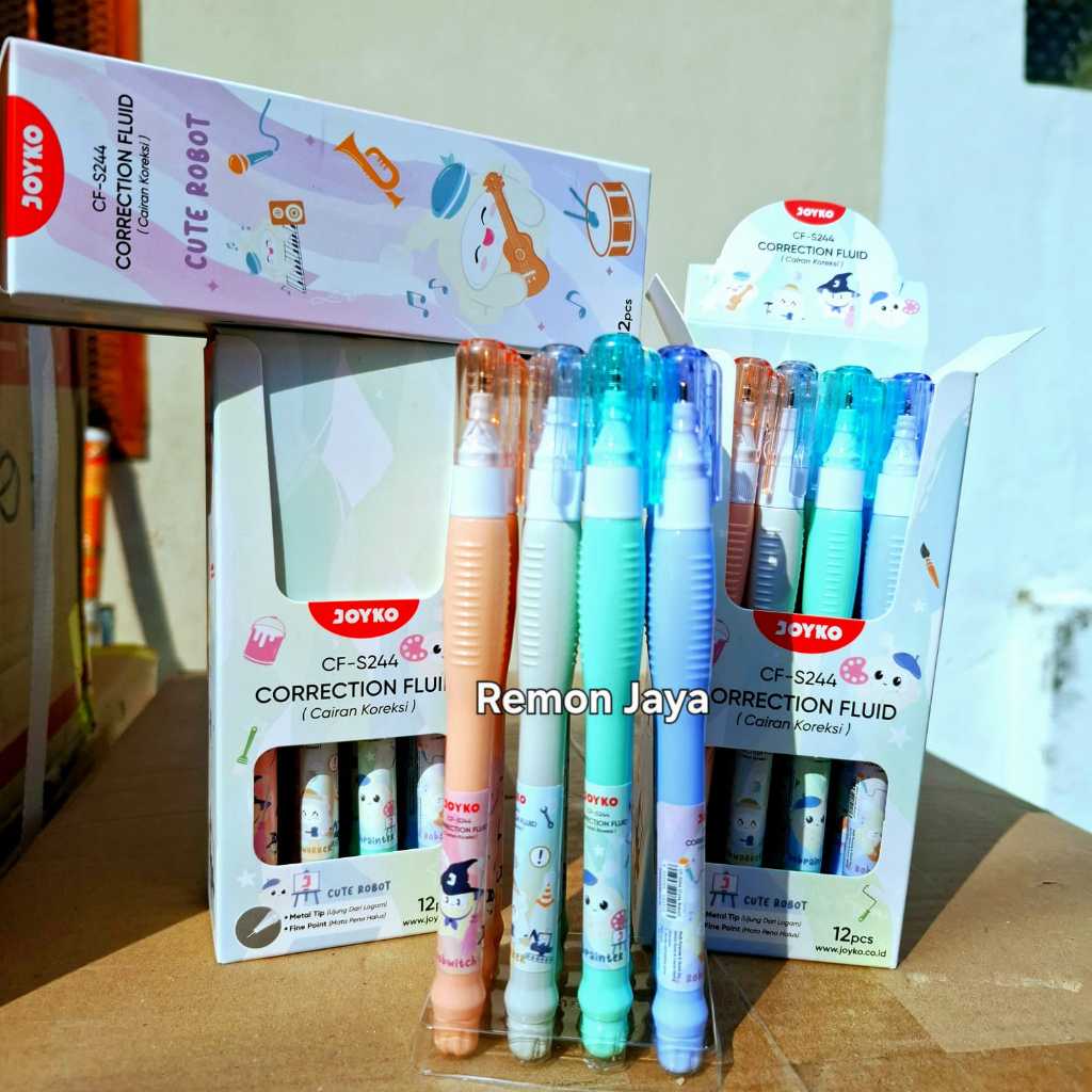 

Joyko Tip Ex Cair Correction Fluid Pen CF-S244 Berkarakter Isi 12 Pcs