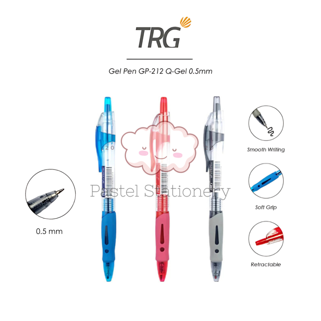 

TRG Q Gel Pen GP-212 0.5mm - Pulpen Bolpen Pena Gel Hitam Biru Merah 0,5 mm TRG