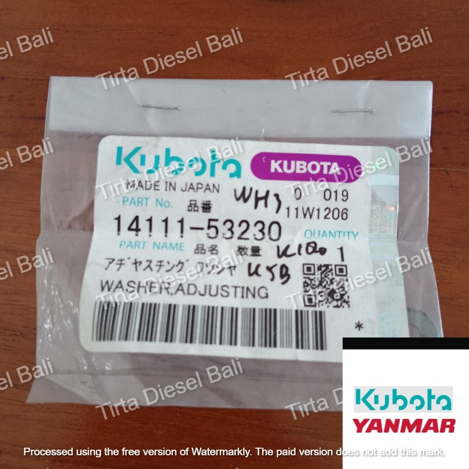 KUBOTA WASHER ADJUSTING KND 5B / 65 / KND 180 14111-53230 ORIGINAL