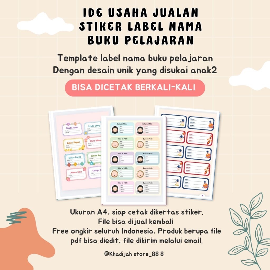 

Template stiker label nama buku pelajaran