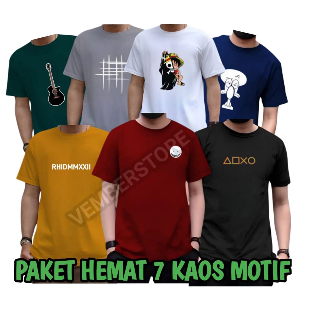 PAKET HEMAT 100RB DAPAT 7 KAOS DISTRO