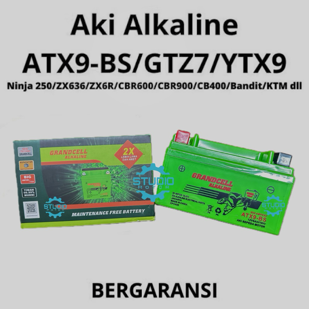 AKI NINJA 250 CBR 600 ZX636 ZX6R KTM ATX9-BS GTZ7 YTX9 GRANDCELL ALKALINE