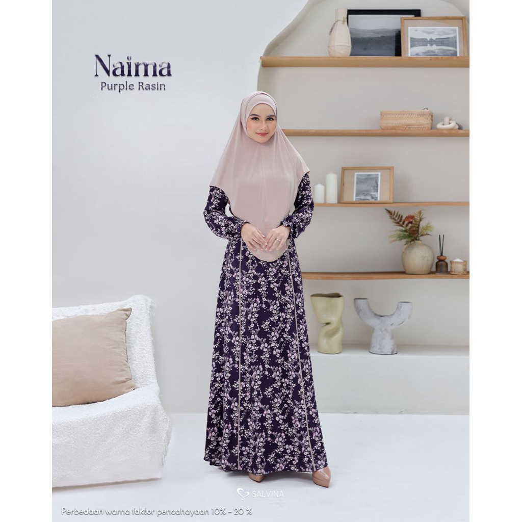 READY STOK || NAIMA DRESS MOTIF RAYON SALVINA || GAMIS RAYON VIRAL