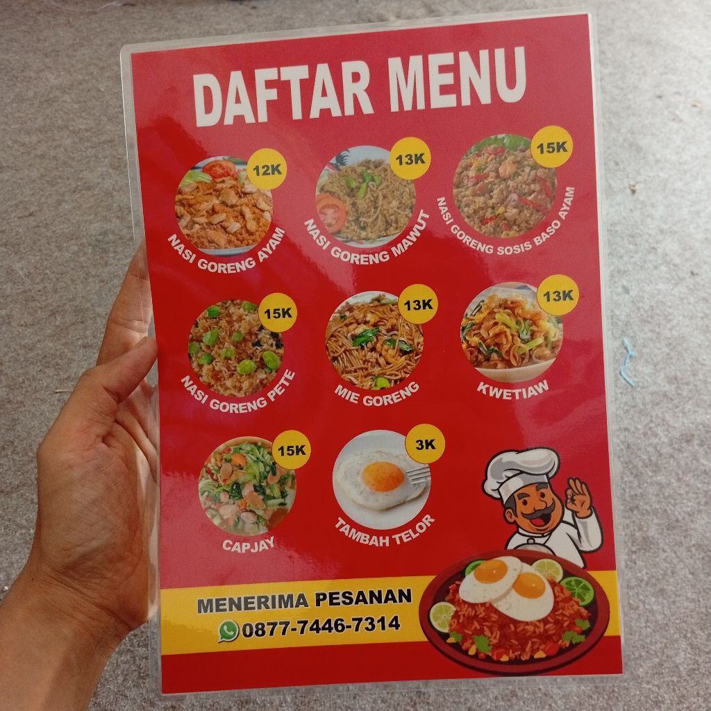 

Cetak daftar menu plus desain
