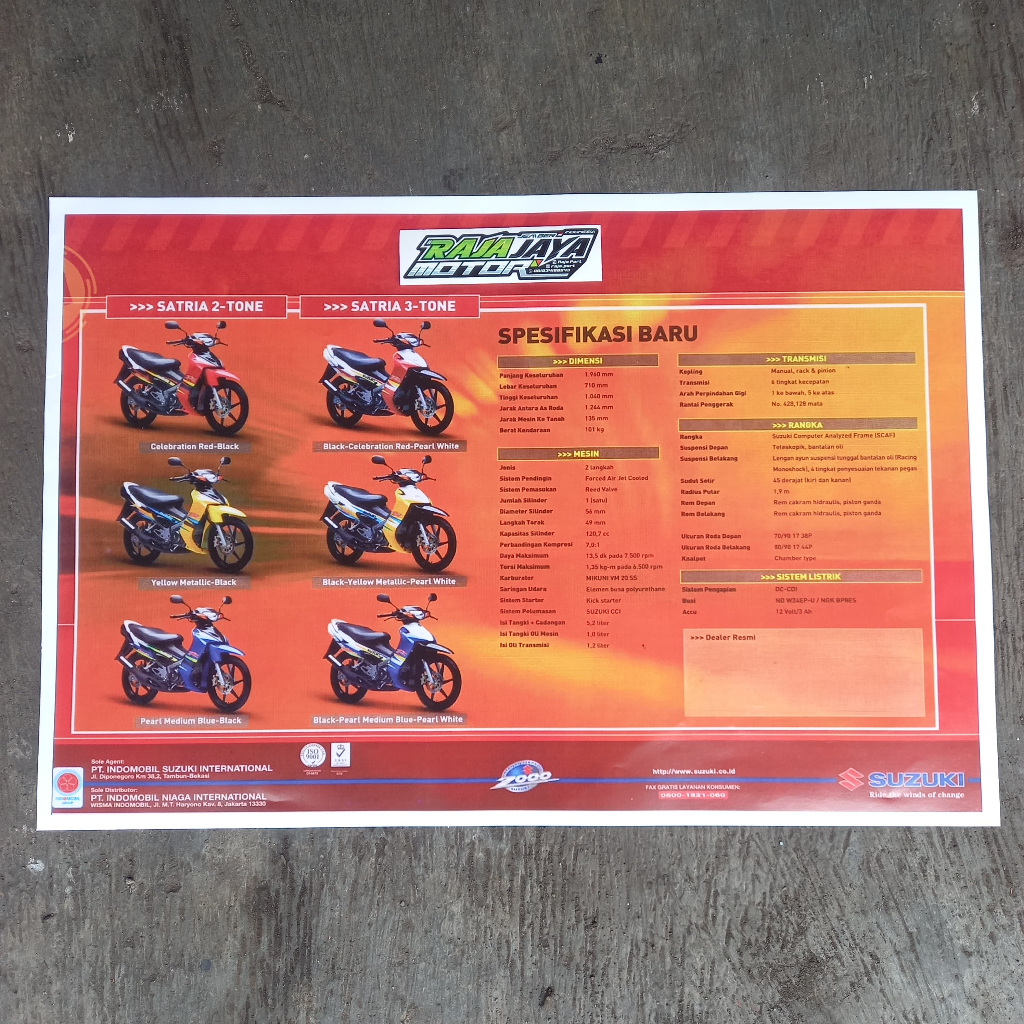 Brosur gambar suzuki satria 2 tak 2tak 2t hiu lscm ru 120 baru tapi bukan original sgp