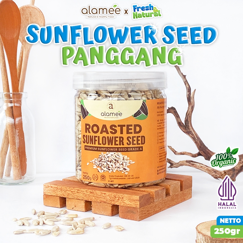 

ALAMEE Roasted Sunflower Seed Biji Bunga Matahari Kupas Oven Biji Kuaci Panggang PREMIUM 250gr fresh and natural