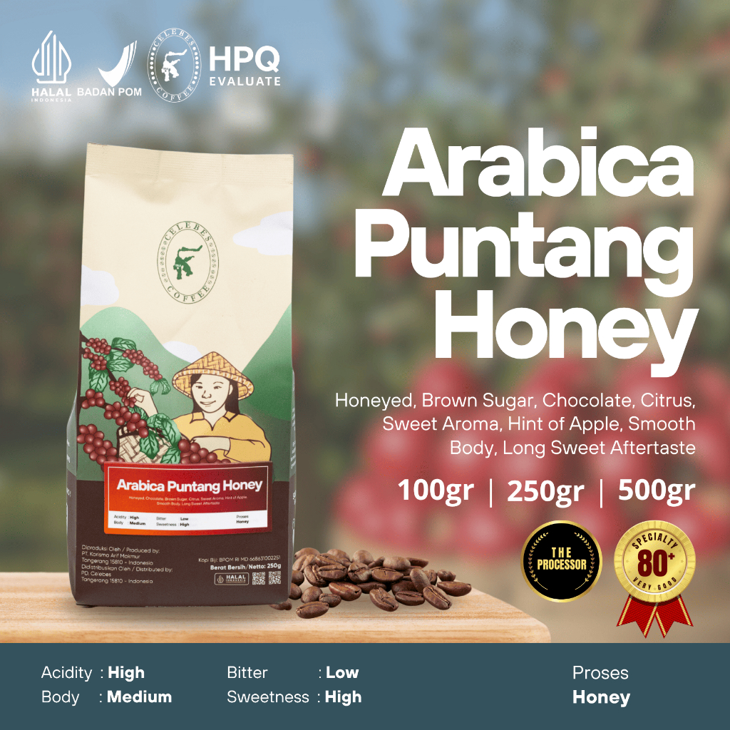 

CELEBES COFFEE - Kopi Arabika / Arabica Puntang Honey - Ayi Sutedja - 100gr / 250gr / 500gr