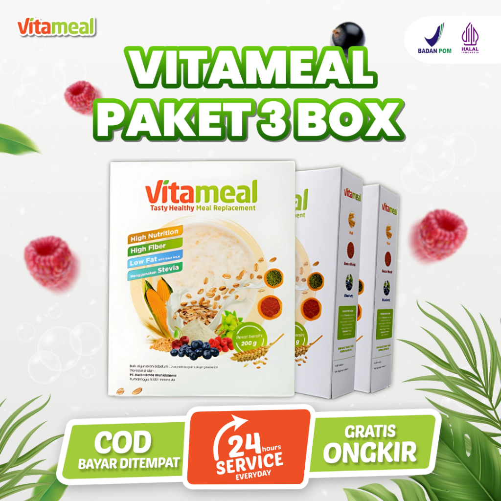 

PAKET 3 BOX - Vitameal Multigrain Pilihan Sehat Tanpa Obat untuk Gula Darah Kolesterol Hipertensi Gerd Asam Lambung VITAMIEAL SUPERFOOD