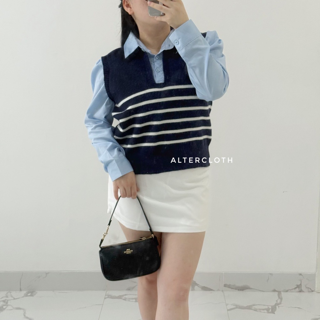 alter.cloth - MYKU VEST SHIRT | Atasan Wanita Top Korea Longsleeve Lengan Panjang Kemeja Katun Cotto