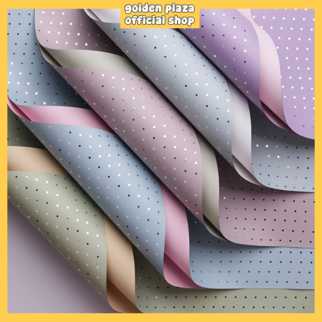 

(20 LEMBAR) Flower Wrapping Cellophane Paper Twotone 2 Warna Polkadot Kertas Buket Bunga Paper KB6031
