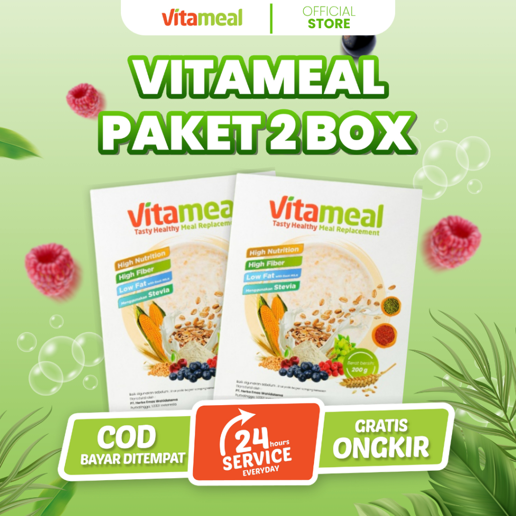 

PAKET 2 BOX - Vitameal Solusi Herbal Diabetes Kolesterol Gerd Asam Lambung Diet Tanpa Bahan Kimia FITAMIL KEBAS
