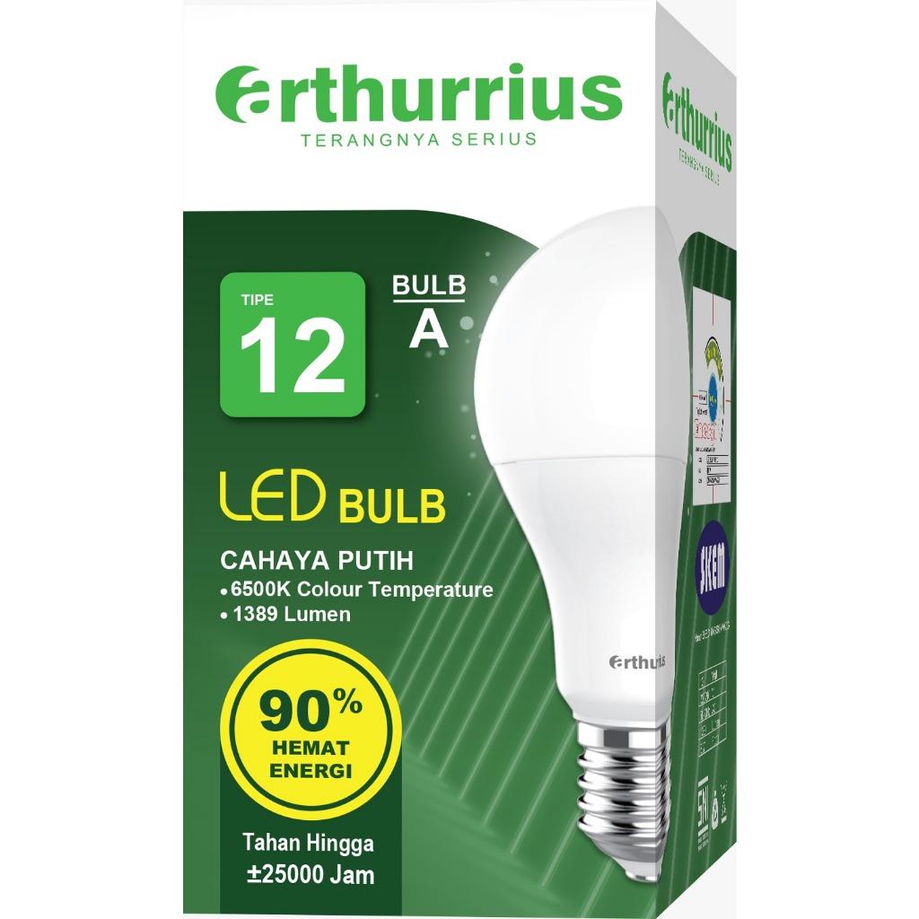 ARTHURRIUS A 12 Watt Lampu LED | Bohlam Lampu | Bohlam Led | Bohlam Kecil | Bohlam Lampu led