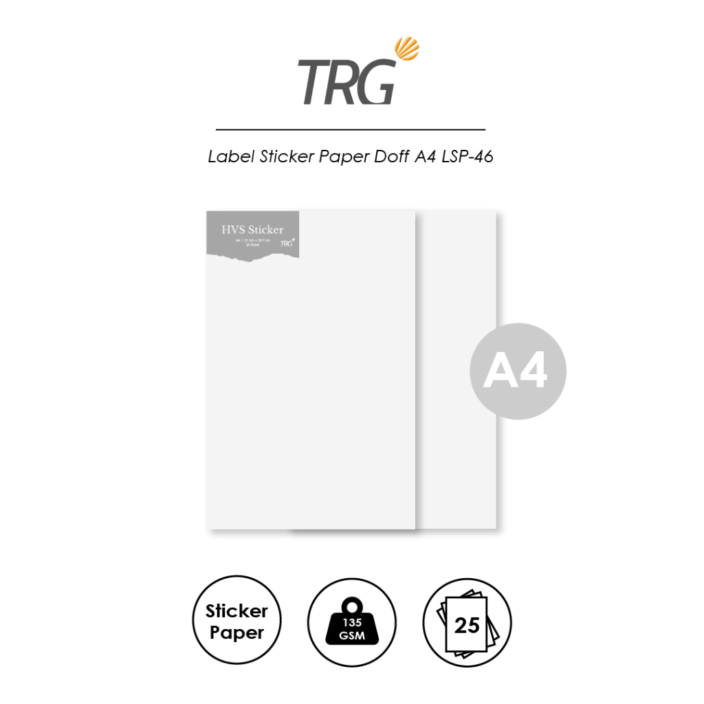 

TRG Label Sticker Paper LSP-46 - Kertas Stiker HVS Putih Doff A4 1 Pak Isi 25 Lembar TRG