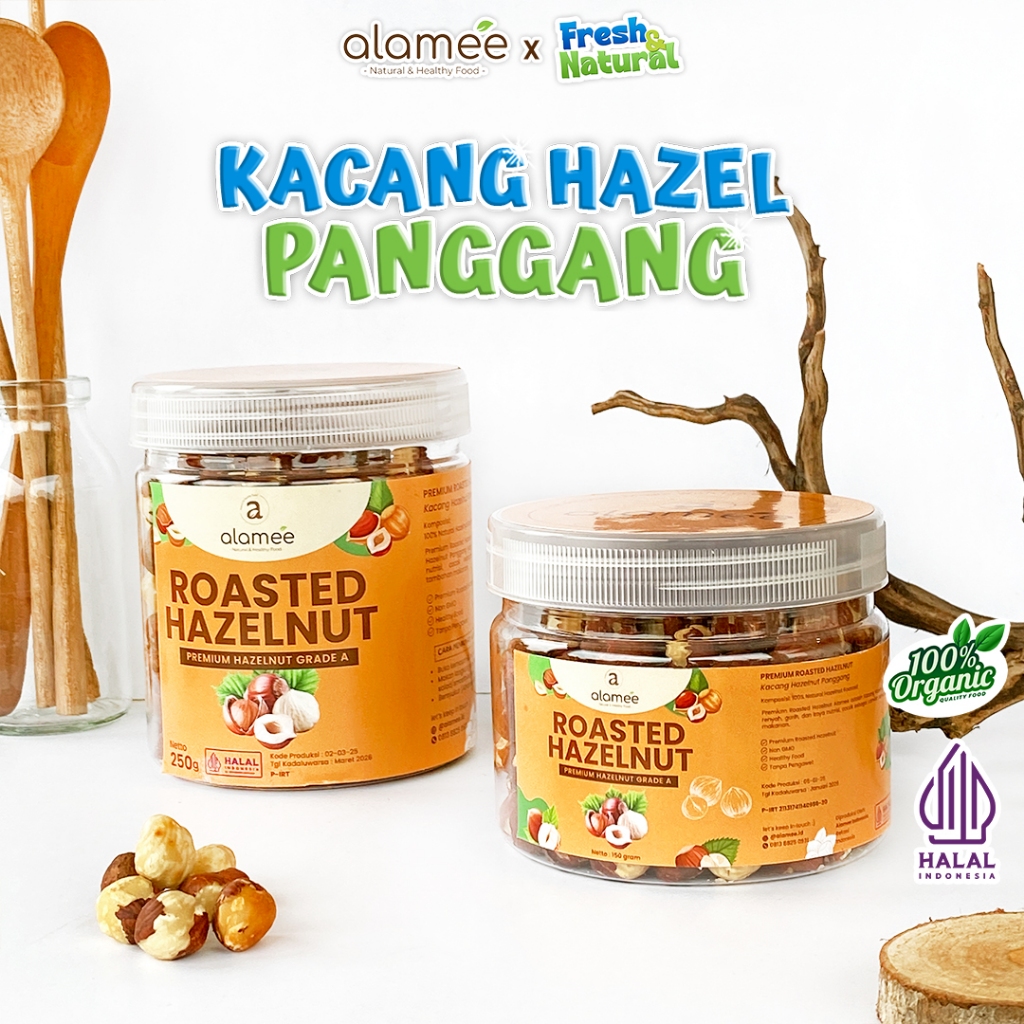

ALAMEE Kacang Hazelnut Panggang Hazelnut Roasted Cemilan Sehat Rendah Kalori Kacang Kemiri 250gr fresh and natural fresh and natural